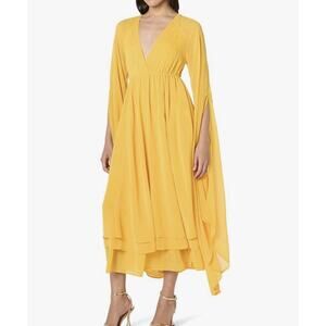 The Drop New! 3X Romantic Tiered Sheer Maxi Dress Fairy Whimsical Yellow